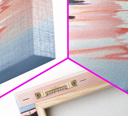 Pastel Sunrise, Abstract Landscape Art, Framed Canvas Print, Beach Wall Decor, Contemporary Coastal Artwork, Relaxing Home Aesthetic