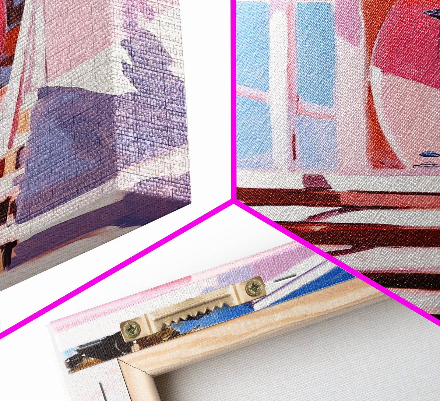 Surf Shack, Tropical Beach House Art, Framed Canvas Print, Pink Coastal Decor, Summer Vibes Wall Art, Relaxing Ocean Painting, Boho Chic