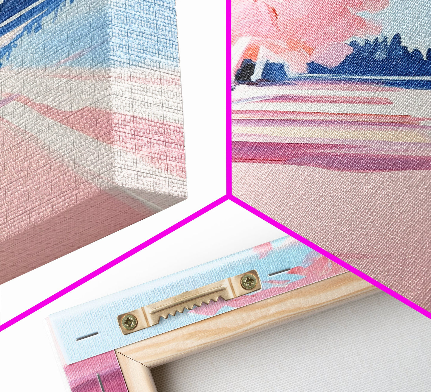 Mediterranean Steps, Coastal Wall Art, Santorini Print, Blue and Pink Decor, Travel Painting, Framed Canvas Print, Living Room Art