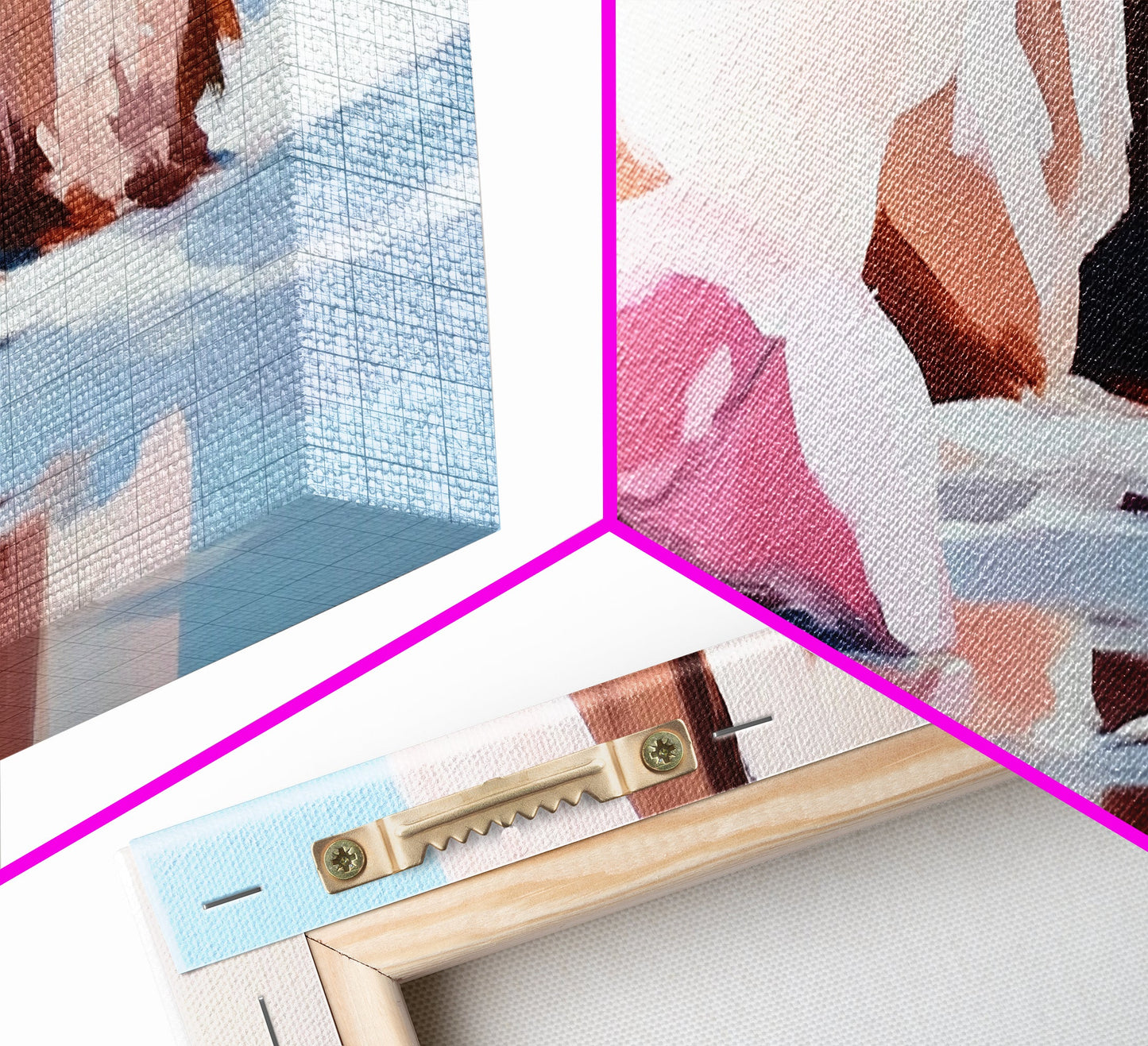 Pink Shoreline, Ocean Reflection, Coastal Wall Art, Framed Canvas Print, Minimalist Seascape, Beach House Decor, Living Room Artwork