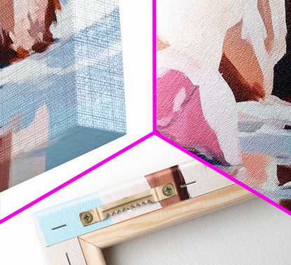 Pink Shoreline, Ocean Reflection, Coastal Wall Art, Framed Canvas Print, Minimalist Seascape, Beach House Decor, Living Room Artwork