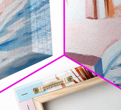 Poolside Bliss, Tropical Vibes, Relaxing Art, Framed Canvas Print, Pink Aesthetic, Coastal Wall Decor, Summer Artwork, Beach Decor