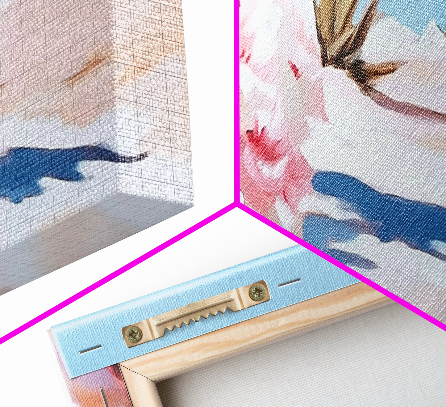 Rosa Blumen, gerahmter Leinwanddruck, florale Wandkunst, Wüstenmotiv, Boho-Ästhetik, moderne Wohndekoration, Schlafzimmerkunst, Naturmalerei