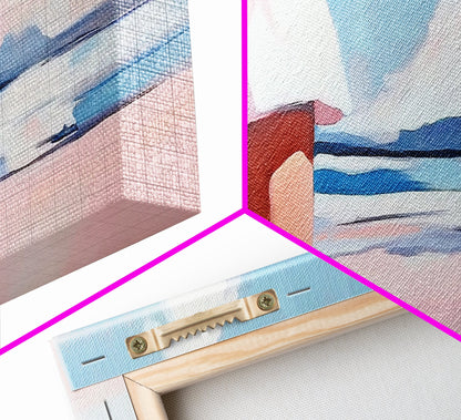 Ocean Breeze, White Dress, Canvas Print, Beach Wall Art, Minimalist Art, Relaxing Home Decor, Blue Sky Painting, Modern Wall Art