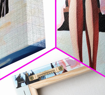 Swing By The Sea, Pastel Sky, Framed Canvas Print, Beach Wall Art, Minimalist Decor, Relaxing Aesthetic, Soft Tones, Coastal Living