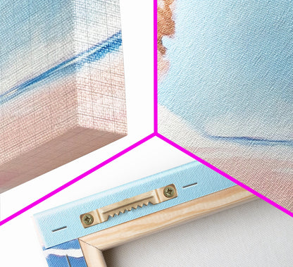 Tranquil Horizon, Minimalist Seascape, Coastal Escape, Soft Pastel Beach, Canvas Print, Relaxing Living Room Wall Art, Boho Decor