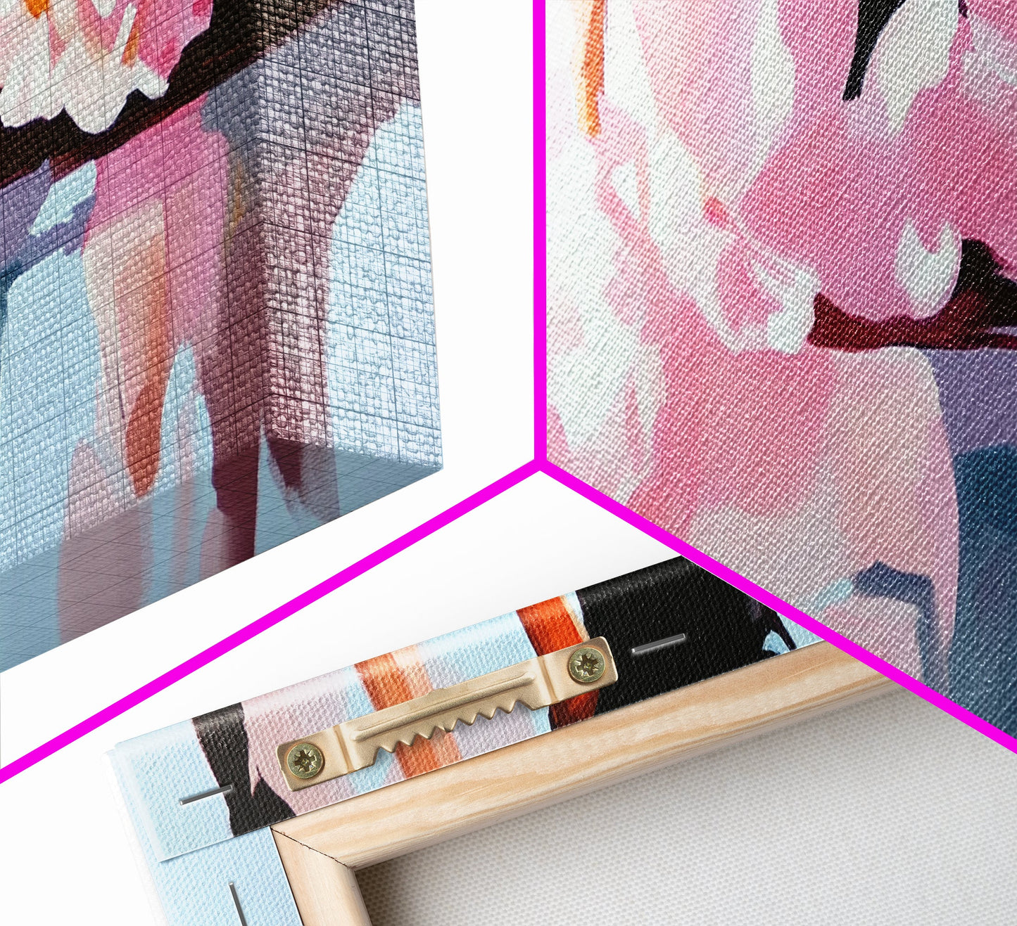 Floral Reflections, Pink Blossoms, Water Mirror, Framed Canvas Print, Feminine Wall Art, Elegant Bedroom Decor, Pastel Aesthetic