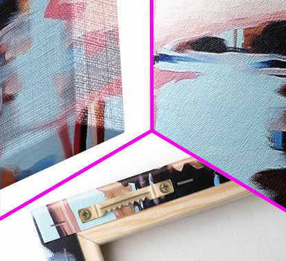 Flussufer, Wasserspiegelungen, Ruhige Szene, Gerahmter Leinwanddruck, Beschauliche Wandkunst, Zen-Wohndekoration, Neutrale Landschaft, Modern