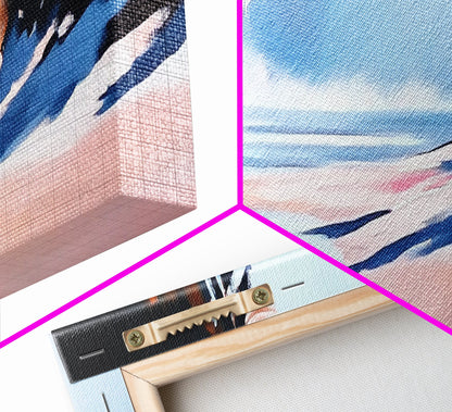 Misty Shoreline, Coastal Landscape Art, Minimalist Seascape, Ocean View, Framed Canvas Print, Modern Home Decor, Living Room Art