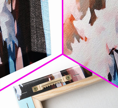 Pink Blossoms, Spring Wall Art, Boho Art, Feminine Aesthetic, Framed Canvas Print, Bedroom Decor, Soft Pastel Art, Nature Painting