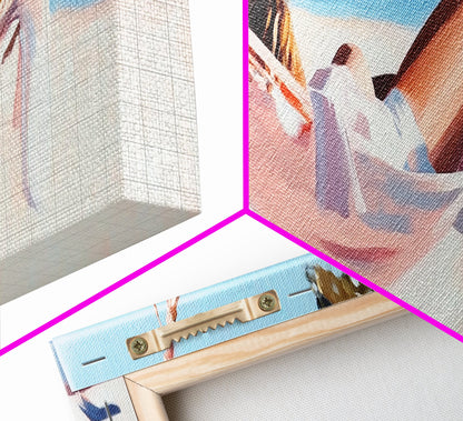 Hammock Rest, Relaxation, Coastal, Framed Canvas Print, Beach House Decor, Summer Vibes, Minimalist Art, Bedroom Wall Art, Boho Aesthetic