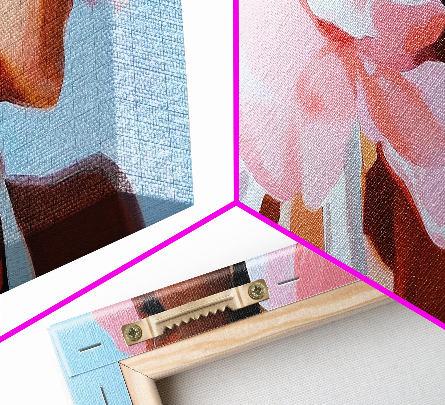 Floral Woman, Feminine Beauty, Elegant Portrait, Boho Canvas Print, Bedroom Wall Art, Modern Aesthetic, Pastel Pink Home Decor