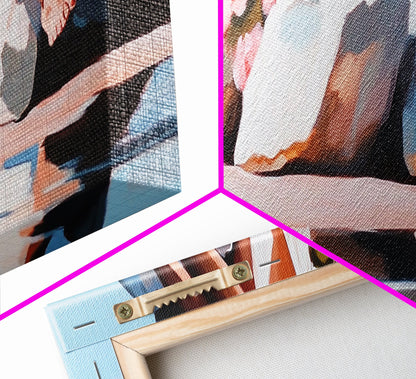 Beach Blossom Scene, Floral Coastal Art, Pastel Summer Vibes, Nature Wall Decor, Soft Aesthetic, Canvas Print, Bedroom Wall Art