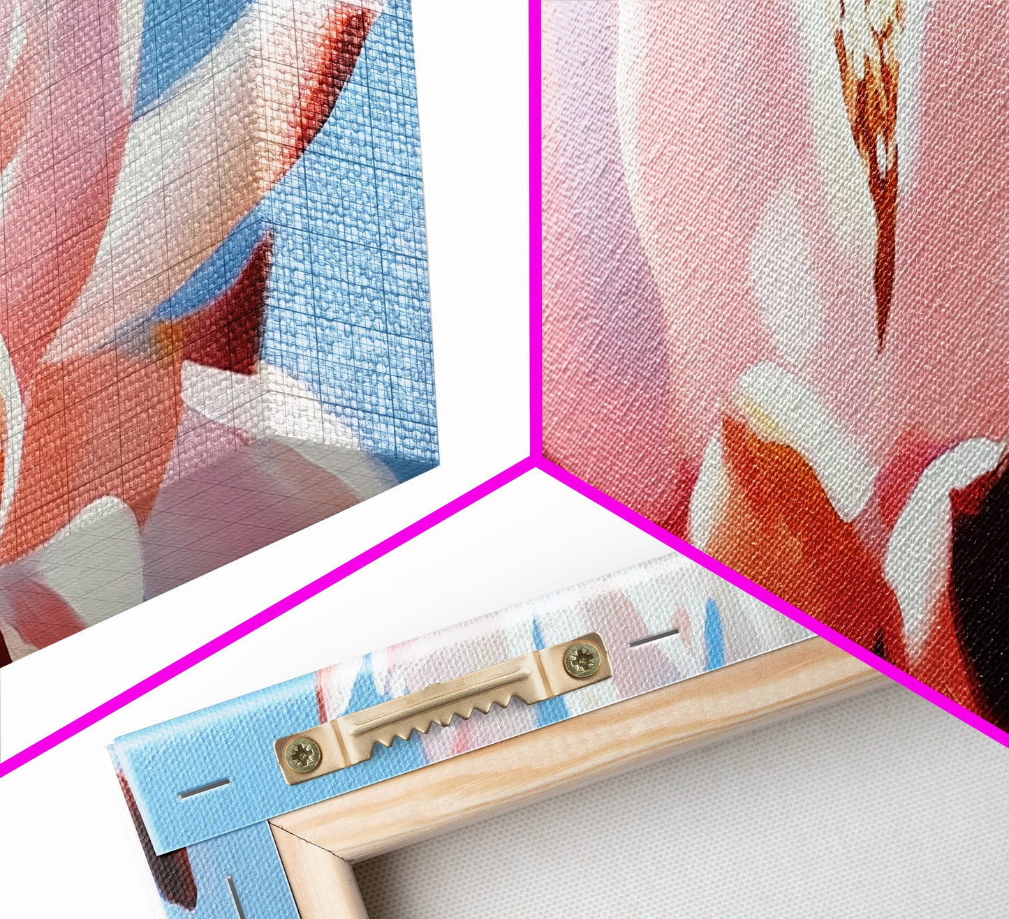 Pink Lotus, Floral Wall Art, Elegant Home Decor, Framed Canvas Print, Feminine Aesthetic, Botanical Art, Water Lily Painting