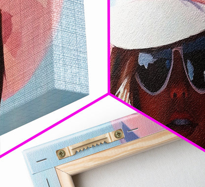 Sun Hat, Fashion Art, Glamorous Woman, Feminine Painting, Summer Aesthetic, Modern Chic, Bedroom Wall Decor, Framed Canvas Print