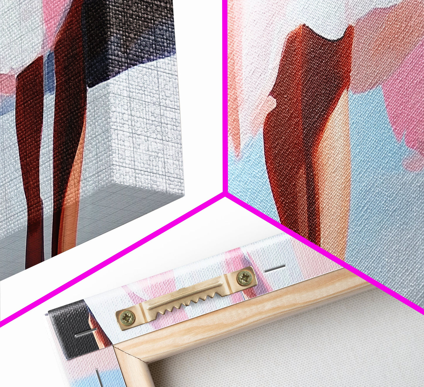 Pink Dresses, Ballet Art, Modern Feminine Decor, Canvas Print, Elegant Wall Art, Chic Minimalist Art, Aesthetic Bedroom Wall Art