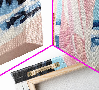 Ocean Waves, Feminine Beach Art, Coastal Minimalist Decor, Framed Canvas Print, Soft Pastel Seaside Art, Nautical Living Room Wall Art