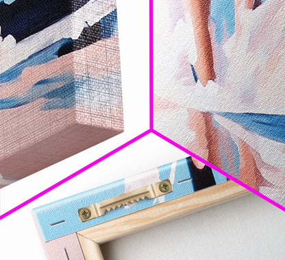 Waves and Feet, Coastal Wall Art, Ocean Art, Beach Lover Gift, Seascape Painting, Framed Canvas Print, Modern Living Room Decor