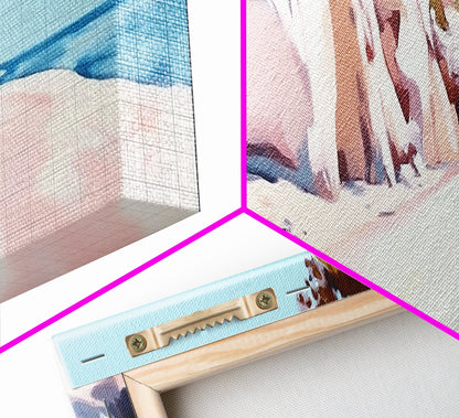 Cliffside Walk, Coastal Landscape Art, Peaceful Beach Scene, Nature Painting, Seaside Decor, Framed Canvas Print, Living Room Wall Art