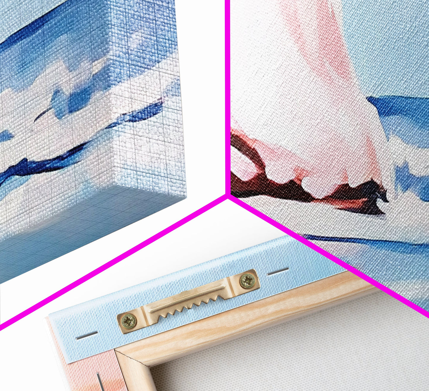 Waves, Beach Reflection, Seaside Serenity, Minimalist Decor, Framed Canvas Print, Coastal Aesthetic, Nautical Art, Living Room Wall Art