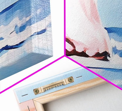 Waves, Beach Reflection, Seaside Serenity, Minimalist Decor, Framed Canvas Print, Coastal Aesthetic, Nautical Art, Living Room Wall Art