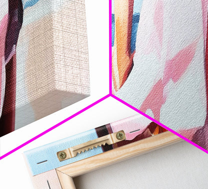 Beach Walk, Soft Waves, Feminine Coastal, Romantic Seascape, Framed Canvas Print, Boho Art, Bedroom Wall Art, Minimalist Aesthetic