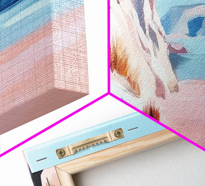 Lakeside Pines, Tranquil Forest Art, Nature Wall Decor, Framed Canvas Print, Minimalist Landscape, Serene Blue Tones, Office Wall Art