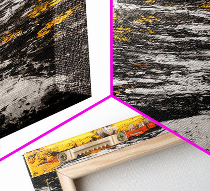 Autumn Forest, Golden Trees, River Path, Framed Canvas Print, Fall Landscape Art, Rustic Wall Decor, Cabin Art, Living Room Wall Art