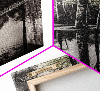 Reflective Trees, Monochrome Forest Painting, Minimalist Nature Art, Framed Canvas Print, Black and White Wall Art, Dining Room Decor