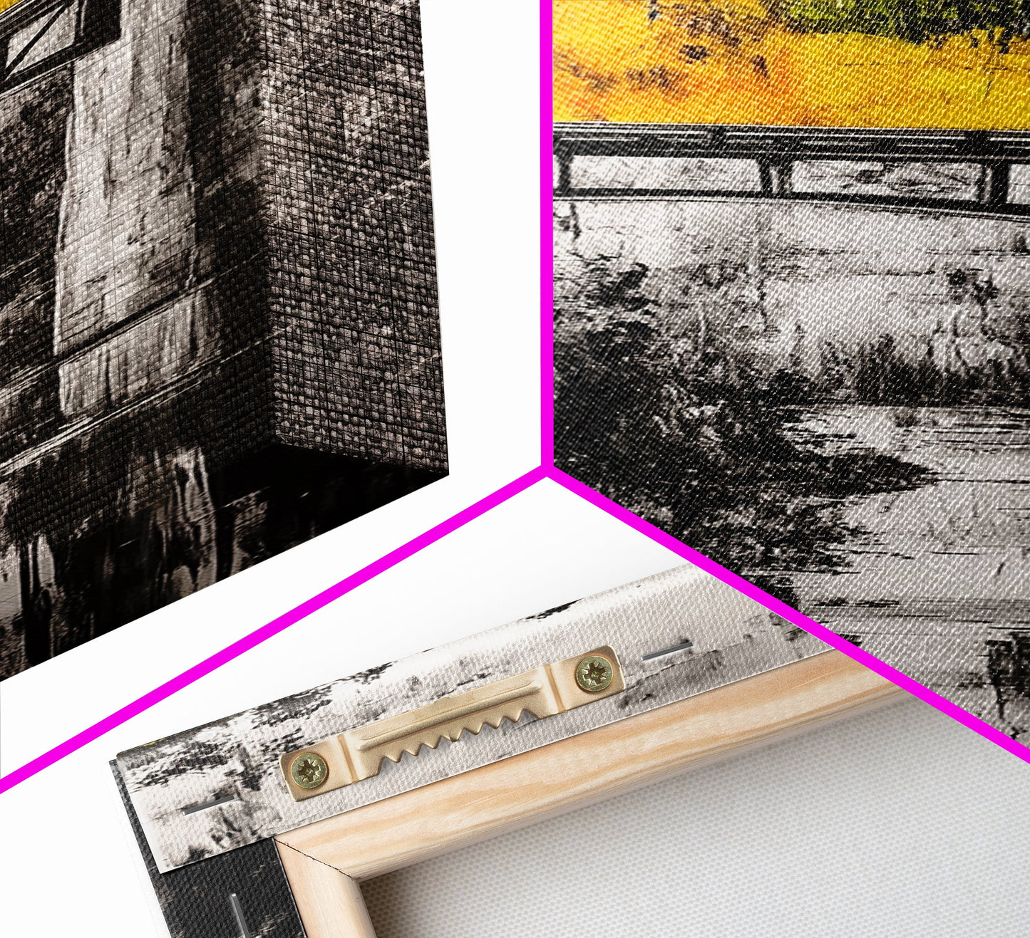 Forest Bridge, Fall Foliage, Rustic Nature Art, Woodland Pathway, Scenic Travel Decor, Living Room Wall Art, Framed Canvas Print