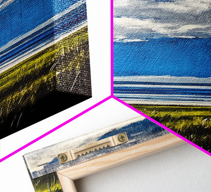 Ocean Horizon Art, Coastal Landscape Wall Decor, Sky and Clouds Painting, Serene Beach House Art, Nautical Artwork, Framed Canvas Print