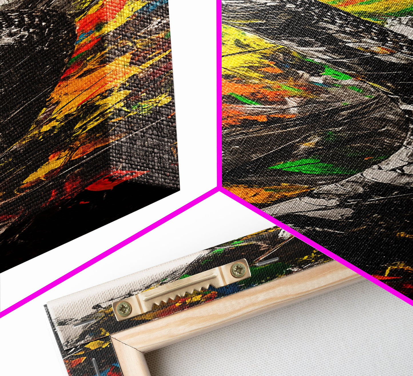 Black Snake, Abstract Colors, Edgy Animal Art, Dark Aesthetic, Framed Canvas Print, Office Wall Decor, Living Room Statement Art