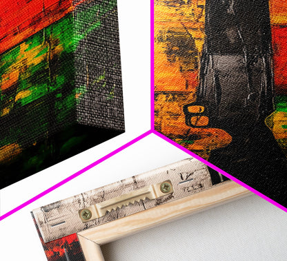 Shotgun Painting, Rustic Hunting, Framed Canvas Print, Man Cave Wall Art, Western Decor, Cabin Artwork, Bold Statement Piece