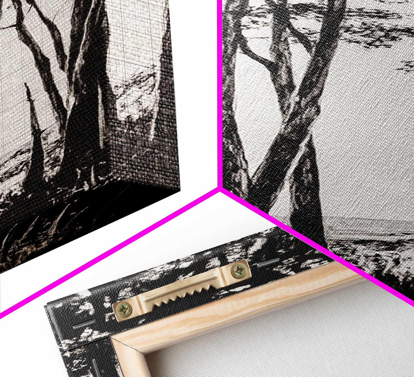 Tall Trees, Monochrome Forest, Tranquil Landscape, Framed Canvas Print, Nature Wall Art, Rustic Cabin Decor, Modern Minimalist Art