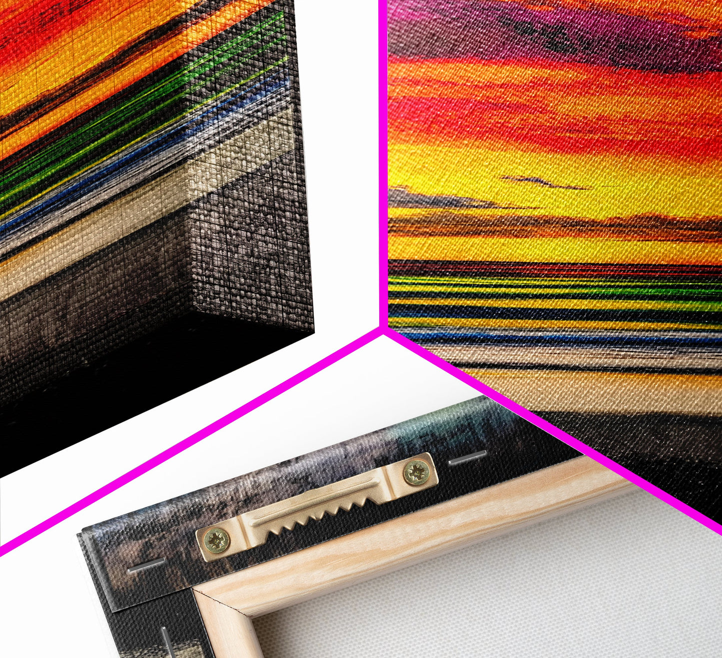 Mountain, Sunset, Water, Framed Canvas Print, Nature Landscape, Moody Wall Art, Dramatic Orange and Black, Rustic Cabin Decor