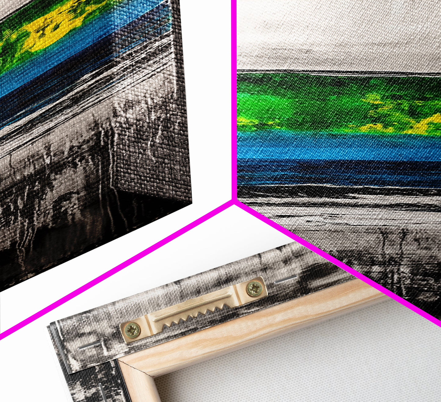 Abstract Landscape, Green and Blue, Modern Minimalist, Framed Canvas Print, Contemporary Wall Art, Office Decor, Living Room Artwork