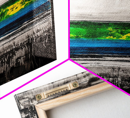 Abstract Landscape, Green and Blue, Modern Minimalist, Framed Canvas Print, Contemporary Wall Art, Office Decor, Living Room Artwork