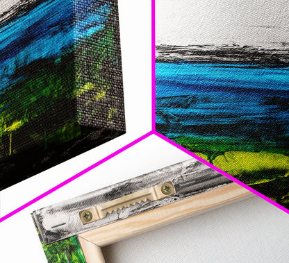 Serene Waters, Minimalist Landscape, Black and White Painting, Framed Canvas Print, Modern Wall Art, Tranquil Home Decor, Living Room Art