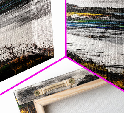 Serene Shoreline, Coastal Landscape, Framed Canvas Print, Beach Scene Painting, Ocean Wall Art, Nautical Decor, Living Room Wall Art