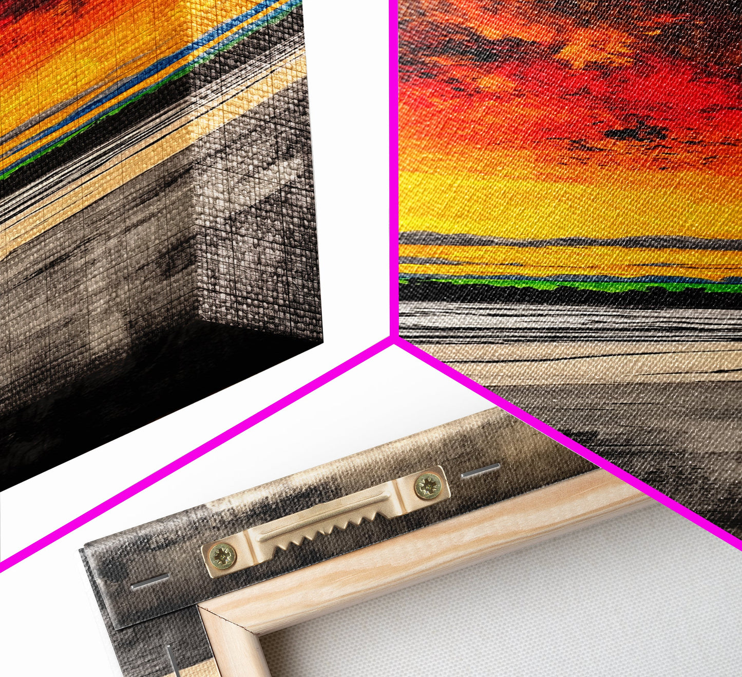 Fire Sky, Dramatic Sunset, Abstract Seascape, Framed Canvas Print, Bold Wall Art, Vibrant Home Decor, Statement Piece