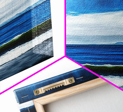 Blue Horizon, Minimalist Seascape Art, Framed Canvas Print, Ocean Wall Decor, Contemporary Coastal Painting, Modern Living Room Art