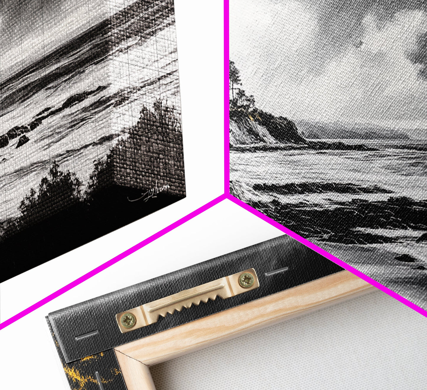 Stormy Coast, Dramatic Sky, Black and White Seascape, Framed Canvas Print, Coastal Wall Art, Large Landscape, Entryway Decor, Moody Art