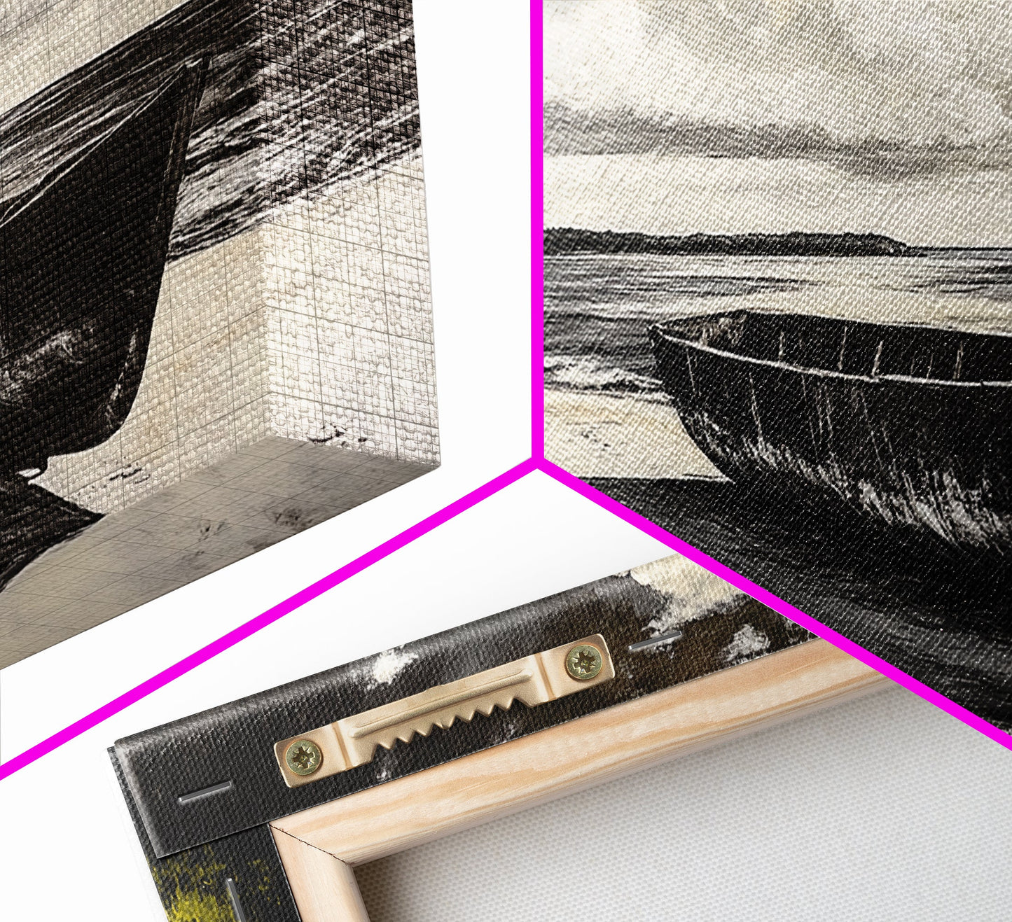 Abandoned Boat, Black White, Seaside Art, Framed Canvas Print, Rustic Beach Decor, Nautical Wall Art, Coastal Print, Office Decor