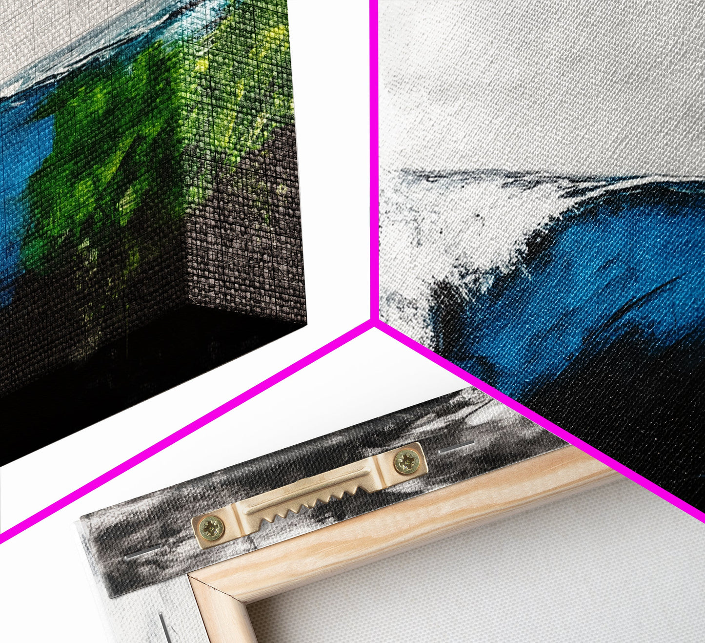 Powerful Wave, Ocean Energy, Coastal Vibes, Modern Abstract, Blue and Green Art, Large Statement, Beach House, Framed Canvas Print