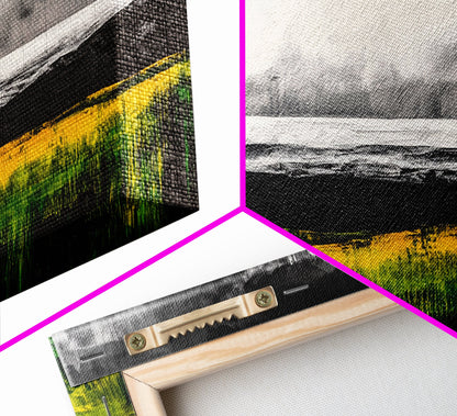 Abstract Coastal Art, Ocean Horizon, Dramatic Sky, Framed Canvas Print, Large Wall Art, Modern Living Room Decor, Beach House Art