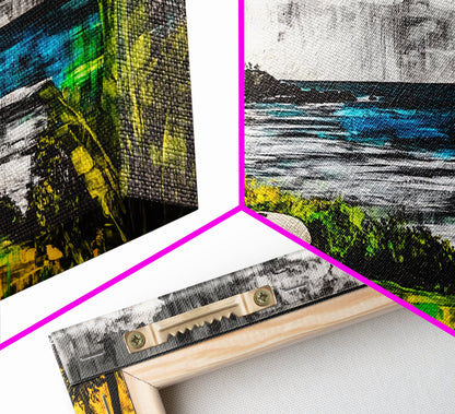 Tropical Paradise, Ocean Landscape, Coastal Wall Art, Framed Canvas Print, Beach House Decor, Living Room Art, Modern Nautical Art