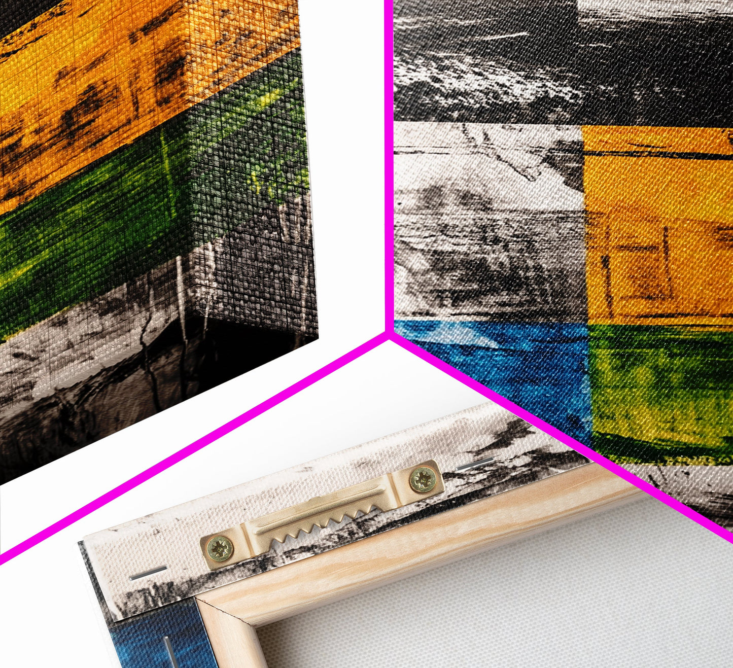 Abstract Mountain, Black and White, Geometric Art, Framed Canvas Print, Modern Wall Decor, Office Art, Minimalist Landscape, Unique Design