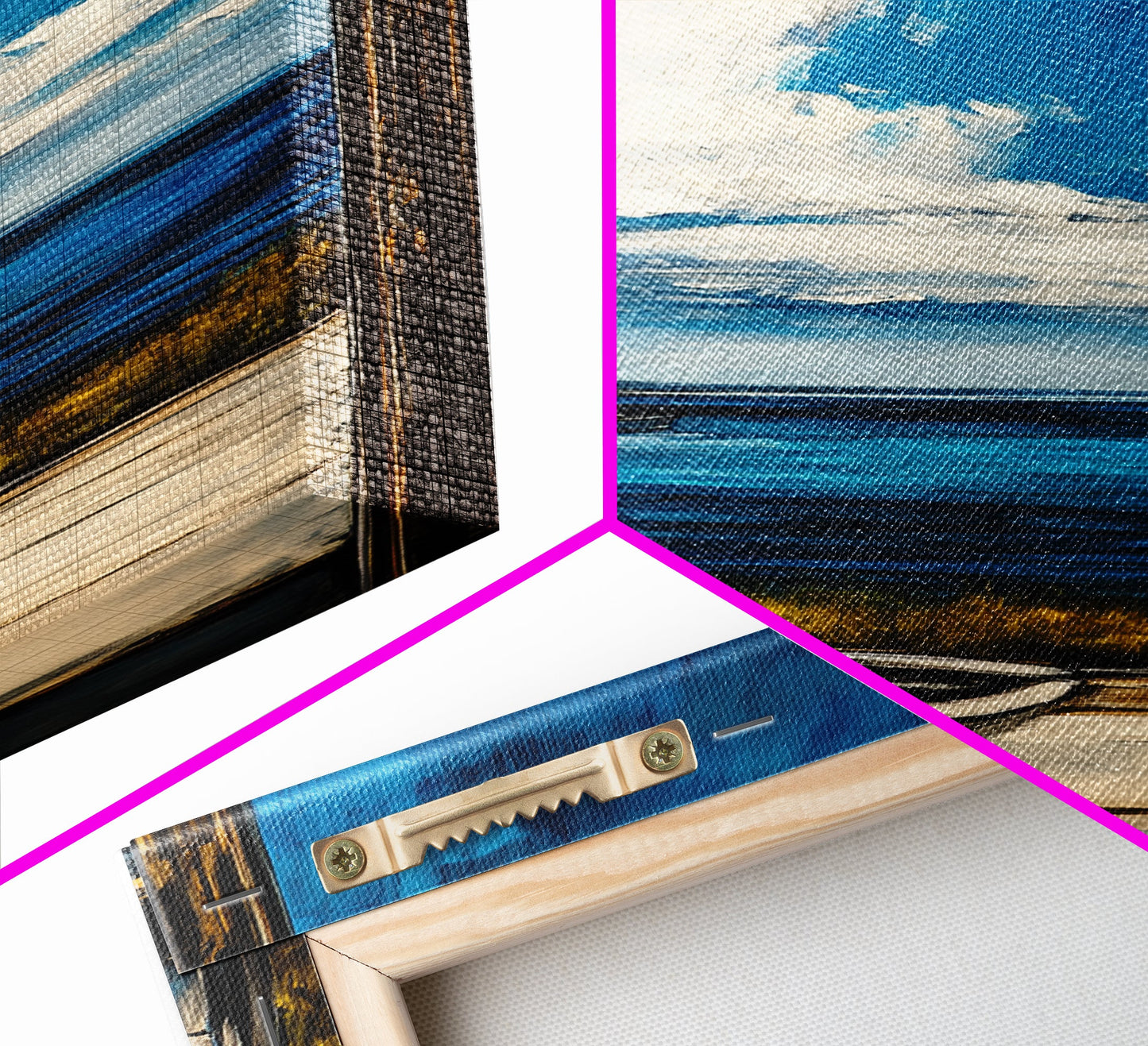 Seaside Serenity, Wooden Dock, Tranquil View, Framed Canvas Print, Ocean Wall Art, Coastal Living, Beach House Decor, Nautical Aesthetic