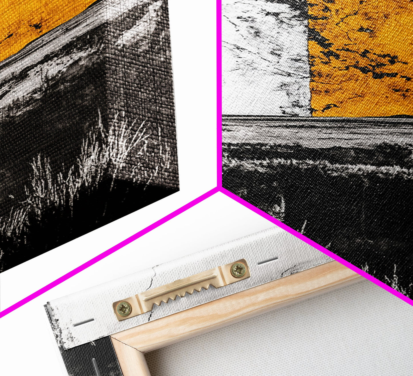 Golden Abstract, Minimalist Landscape Art, Modern Nature Painting, Earthy Tones, Contemporary Home Decor, Framed Canvas Print