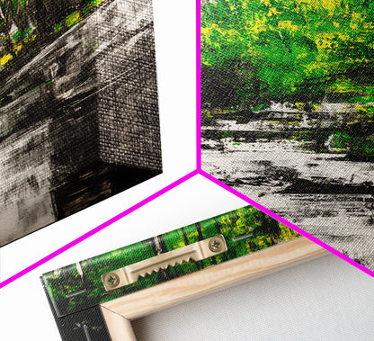 Woodland Stream, Nature Inspired, Green Forest, Serene Wall Art, Minimalist Landscape, Tranquil Home Decor, Large Wall Art, Canvas Print